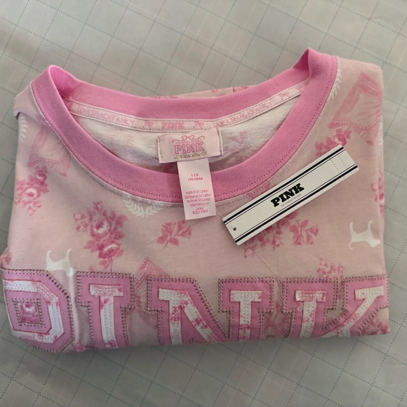 Victoria's Secret PINK x LoveShackFancy Campus Cotton Tee NWT size large - Picture 12 of 12